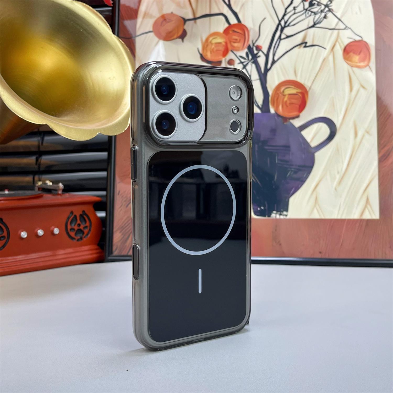 

Премиальный прочный магнитный чехол для iPhone 17 pro Max с кнопкой-шторкой для AI-камеры, противоударный, маслостойкий, с угловыми воздушными подушками iPhone17 чёрный