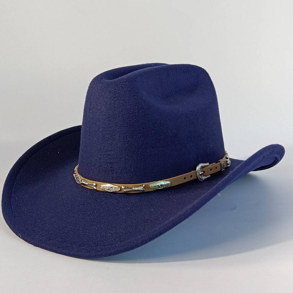 Stylish men's and women's felt hats cowboy hats soft felt hats with beige leather belts Panama hats outdoor parties hat.