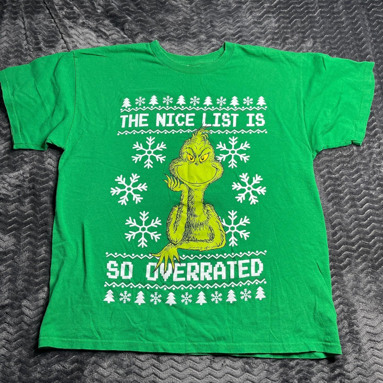 Dr. Seuss The Grinch The Nice List Is So Overrated Men s Green T-Shirt Size XL L