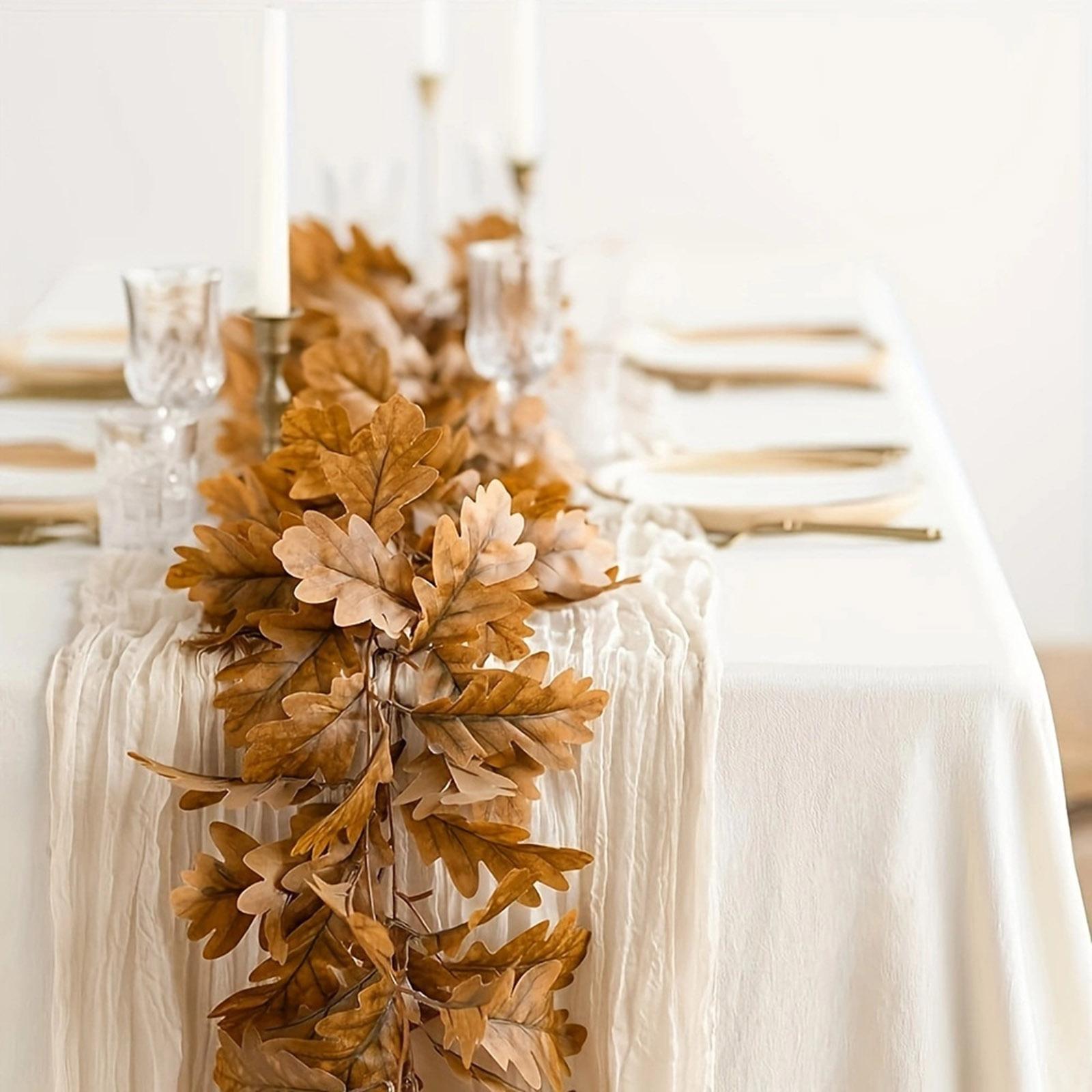 

Artificial Maple Leaf Garland Autumn Decoration Fake Leaves Rattan Hanging Vine For Thanksgiving Halloween Festivals Party Decor One Size золотой