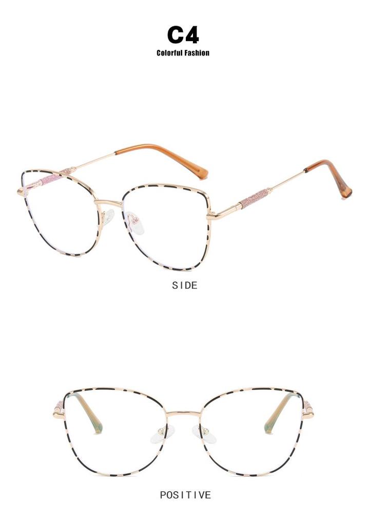 Metal Cat Eye Flat-Lens Glasses 2024: Trendy Anti-Blue Light Frames in Xiaohongshu Celebrity Style