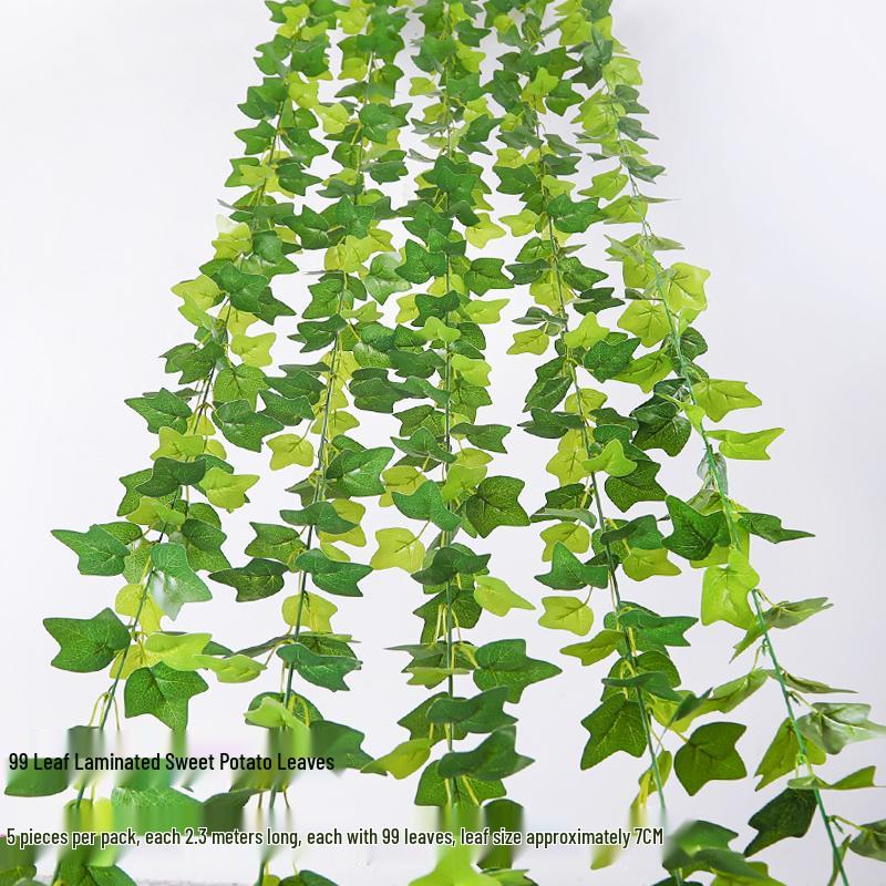 Artificial Rattan Vines for Pipe and Ceiling Decoration - Fake Green Leaves