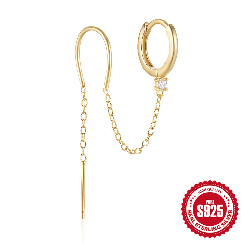 Boucles d'oreilles classiques en argent sterling S925 Ins Merry Sioux Trèfle Diamant Boucles d'oreilles Earline Port empilé Boucles d'oreilles à tirer