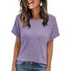 European and American summer new solid color loose round neck short sleeves, casual and comfortable T-shirt women's top