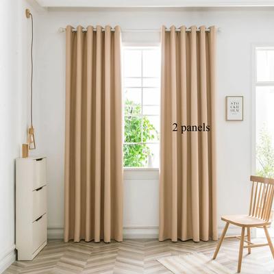 2pcs Modern Style High Precision Blackout Curtains with Grommet Top, Various Colors, Curtains for Living Room, Bedroom