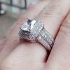 2026 New Fashion Round Full Diamond Square White Zirconium Set Ring Jewelry Engagement Wedding Light Luxury Atmospheric Ring