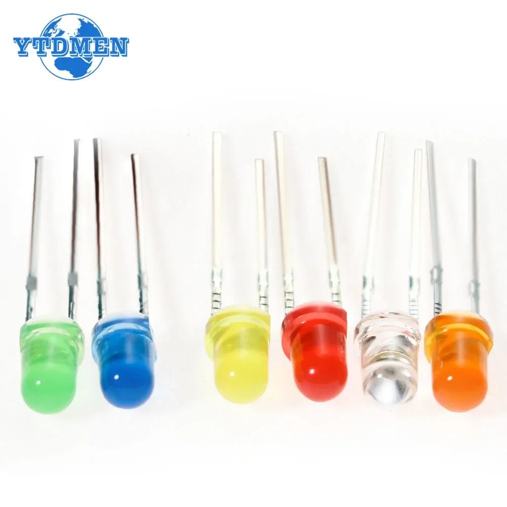 60PCS LED Diodes 5mm 3mm F3 F5 LED Light Emitting Diode Kit Red Orange Yellow Green Blue White 6 Colors