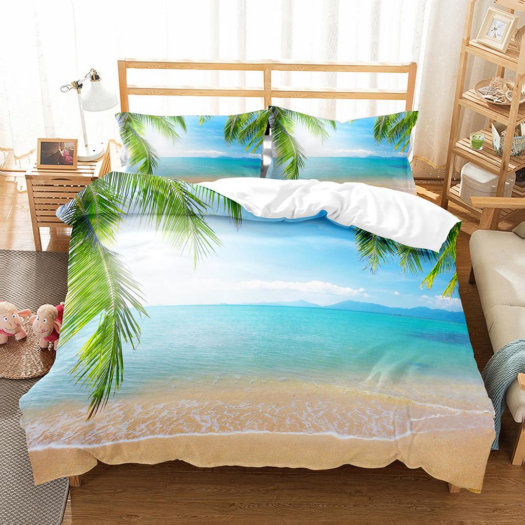 Coconut Duvet Cover Set Coconut Tree Pattern Quilt Cover for Boys Girls Kids Bedroom Decor Double Single Size Comforter Cover