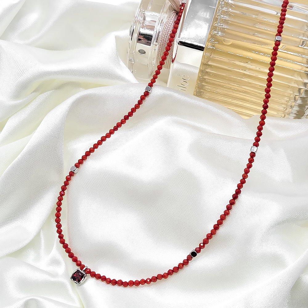 Slim Gemstone Coral Necklace