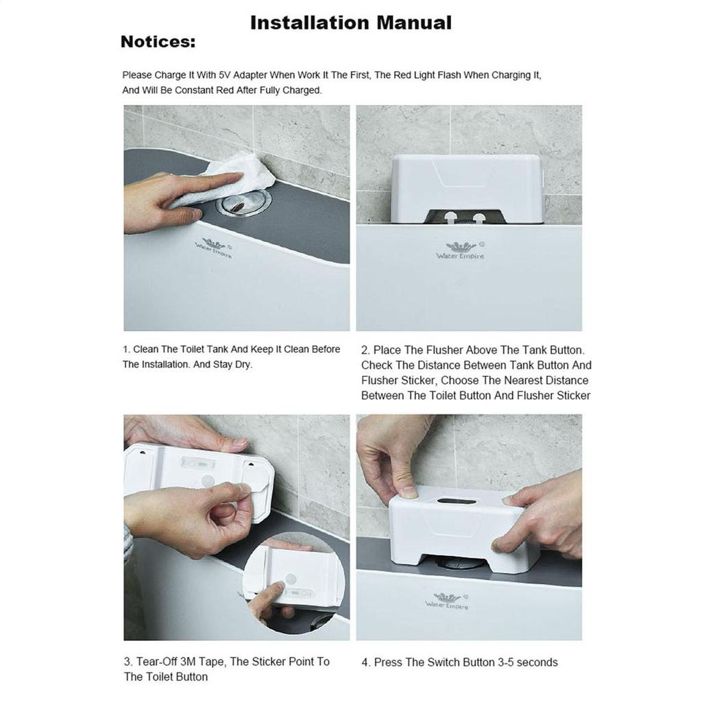 Touchless Toilet Flush Infrare Sensor Flusher Kit Rechargeable USB Charging Automatic Flusher with 1800mAh Battery