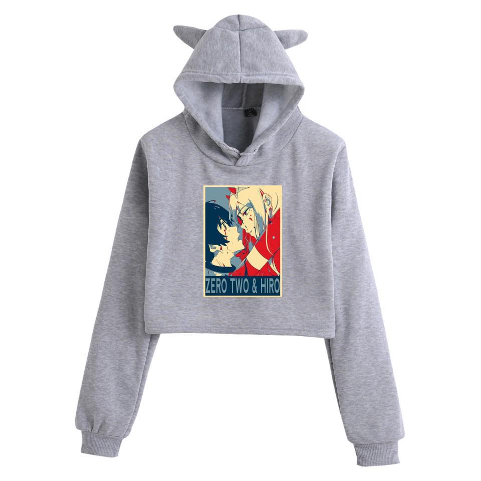 Darling in the Franxx Zero Two Cat Ear Cropped Hoodie - Women's Anime Style