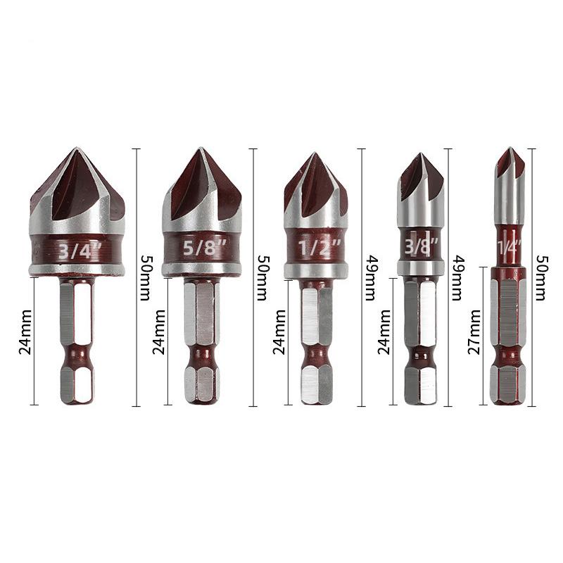 

Metal Drills Five Blade Chamfering Machine Hexagonal Handle Drill Bit Woodworking Drilling Special Drill Bit Tool Parts Bit Set