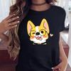 Maycaur Funny Cute Corgi Dog Printed TShirt Harajuku 90s Kawaii Women Short Sleeves T Shirts Tops Graphic Tees Female Tshirt