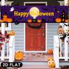 Happy Halloween Square Banner, Pumpkin Bat & Witch Design, Polyester Outdoor Fence House Wall Tailgate Decoration