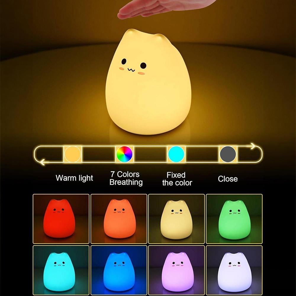 LED Squishy Night Light Nursery Nightlight For Desk Decor 7 Color LED Ambient Sleeping Lamp For Bedside Lighting