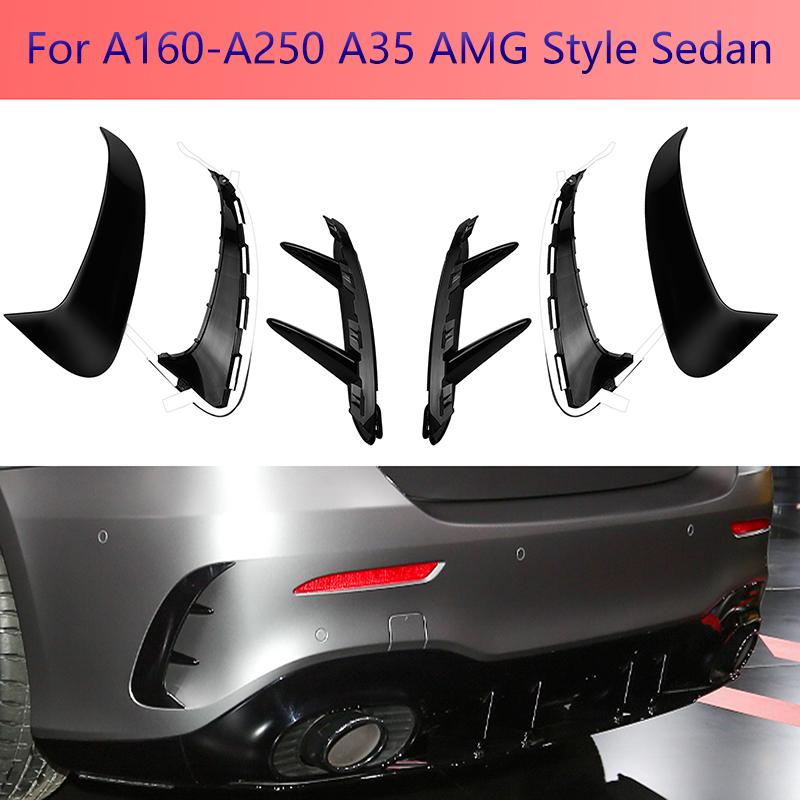 For Mercedes Benz A Class W177 Sedan A180 A200 A250 A35 AMG 2020 2021+ Rear Bumper Trim Cover Fender Flicks Canards Car Styling