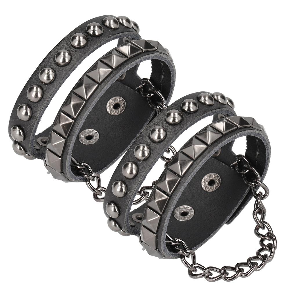 2 stk. punk armbånd vintage flerlags nagle motorsykkel imitert skinn mansjettarmbånd