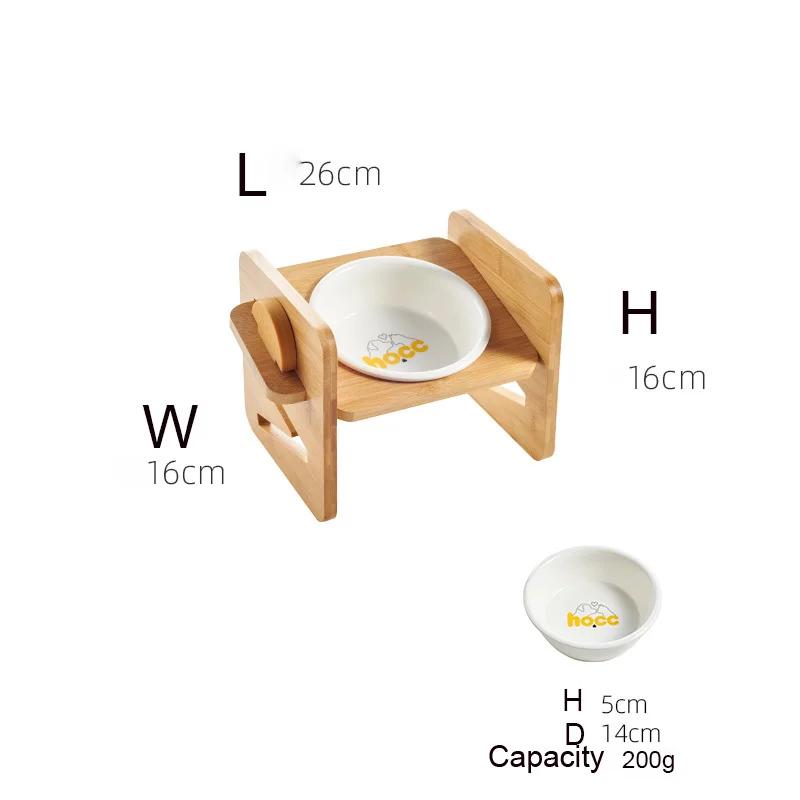 

Pet Dog Bowls Feeder Elevated Heights Adjustable Bamboo Food &Water Dishes Wooden Stand Puppy Pet Cat Neck Care Raise Stand Bowl