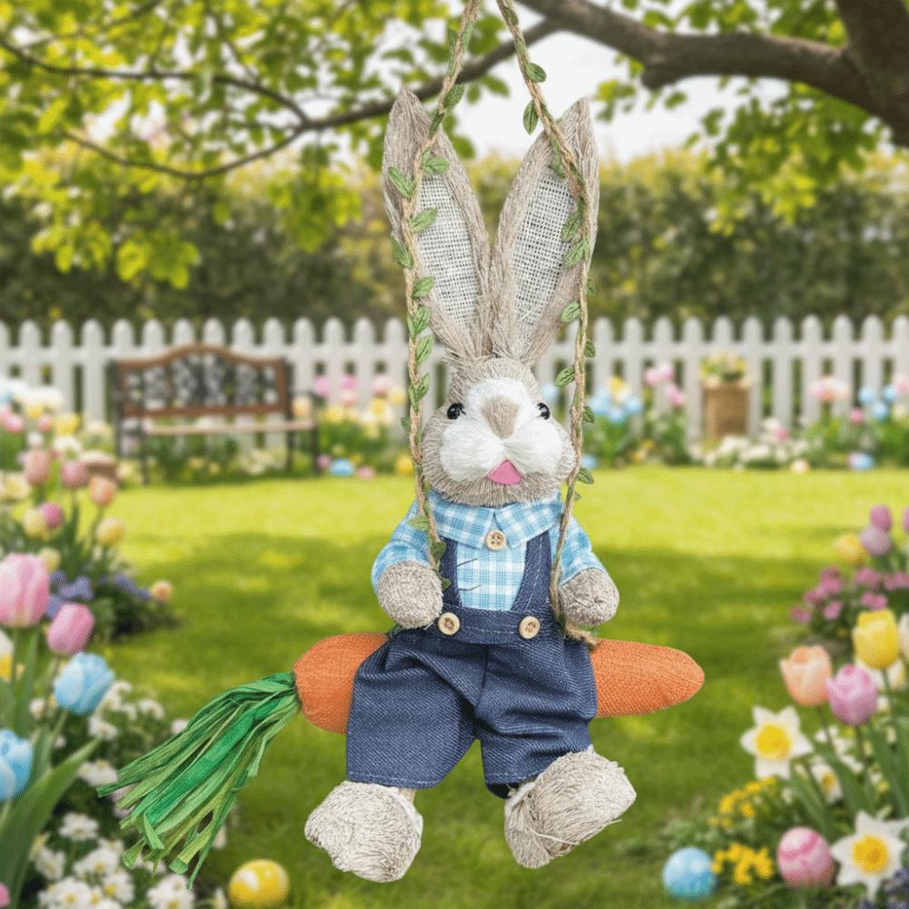 35cm Easter Bunny Hanging Figurine Cartoon Hanging Rabbit Statue Festival Party