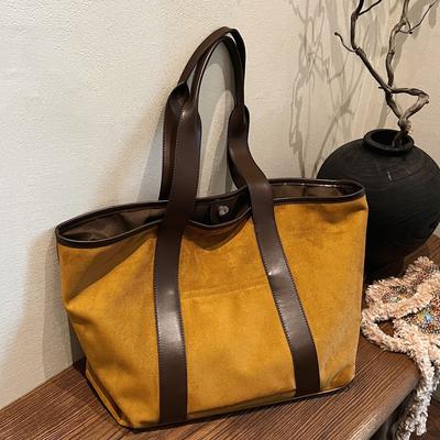 Retro Large-Capacity Underarm Bag Women'S Bag Suede Tote Bag Versatile Simple Shoulder Bag