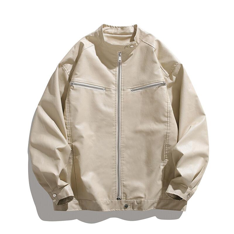 Spring High Quality Men's PU Leather Jacket Motorcycles Zipper Casual Stand Collar Leather Outwear Male Moto Biker Loose Coat