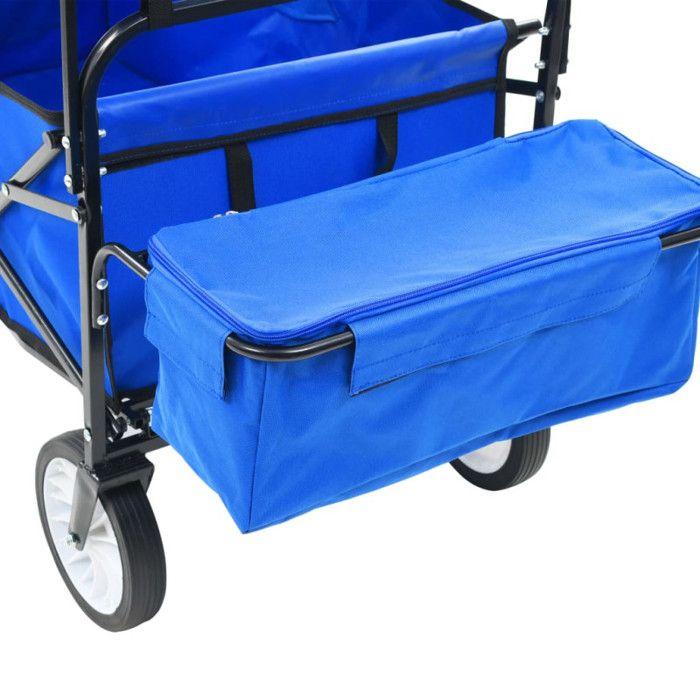 Chariot à main pliable avec toit Acier Bleu