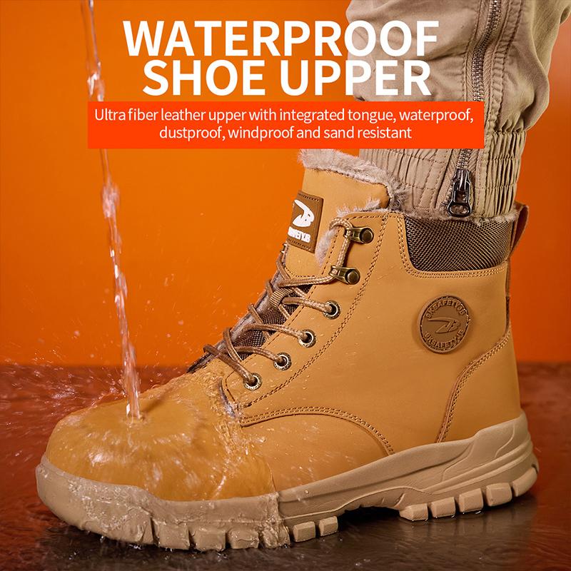 Nové módní zimní sametové pracovní bezpečnostní boty pro muže, odolné proti nehtům, nezničitelné, voděodolné, ocelové špičky pánské tenisky