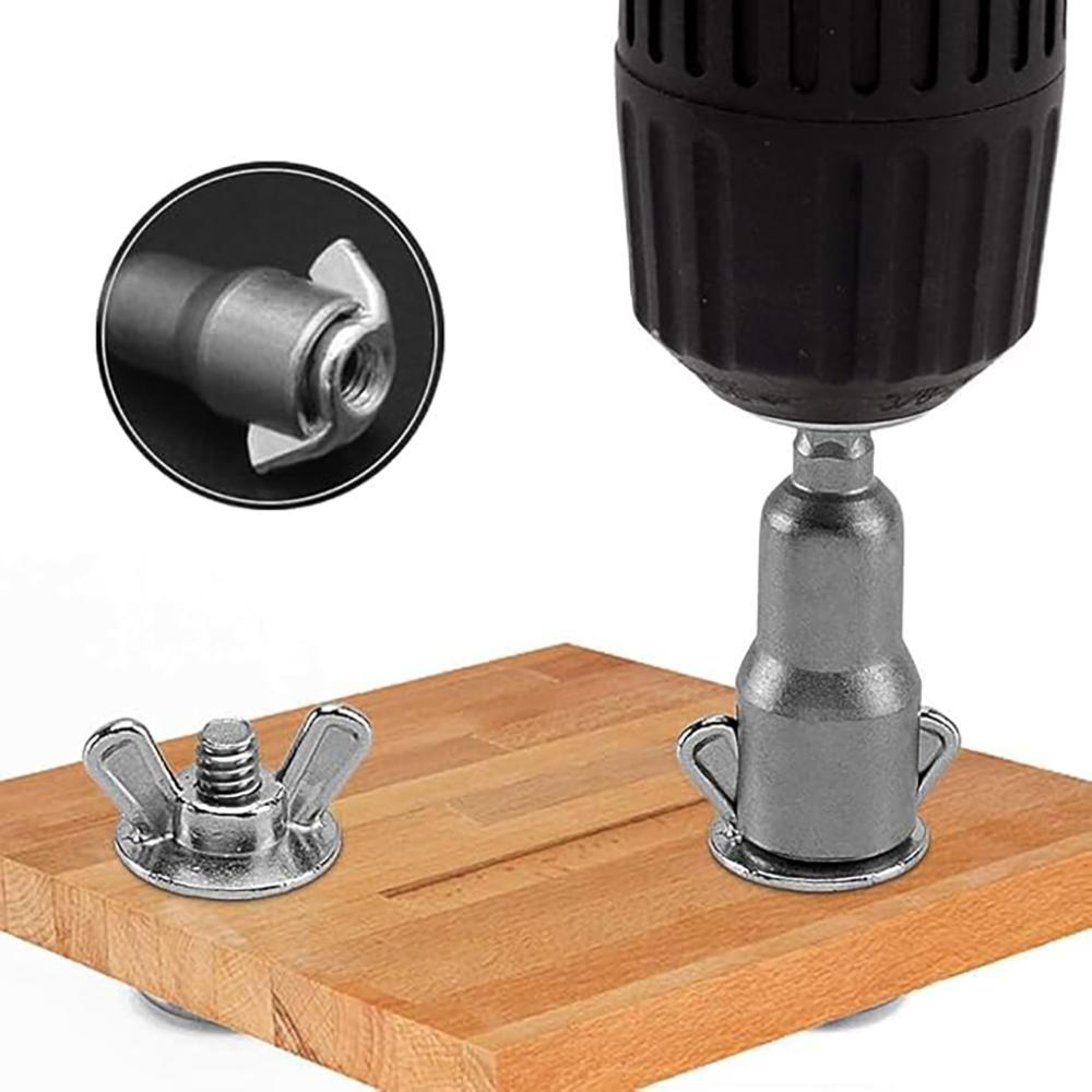 Natural Color Butterfly Socket Wrench - 65mm Hex Handle Slotted Wing Nut Tool for Electric Screwdriver Panel Installation