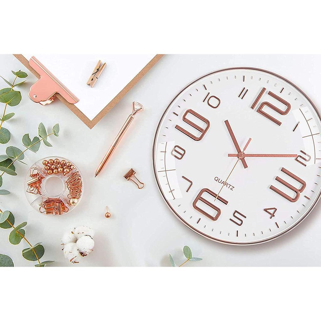 Wall Clock 12" Silent Quartz Decorative Latest Wall Clock Non-Ticking Classic Clock Battery Operated Round Easy To Read For Room/Home