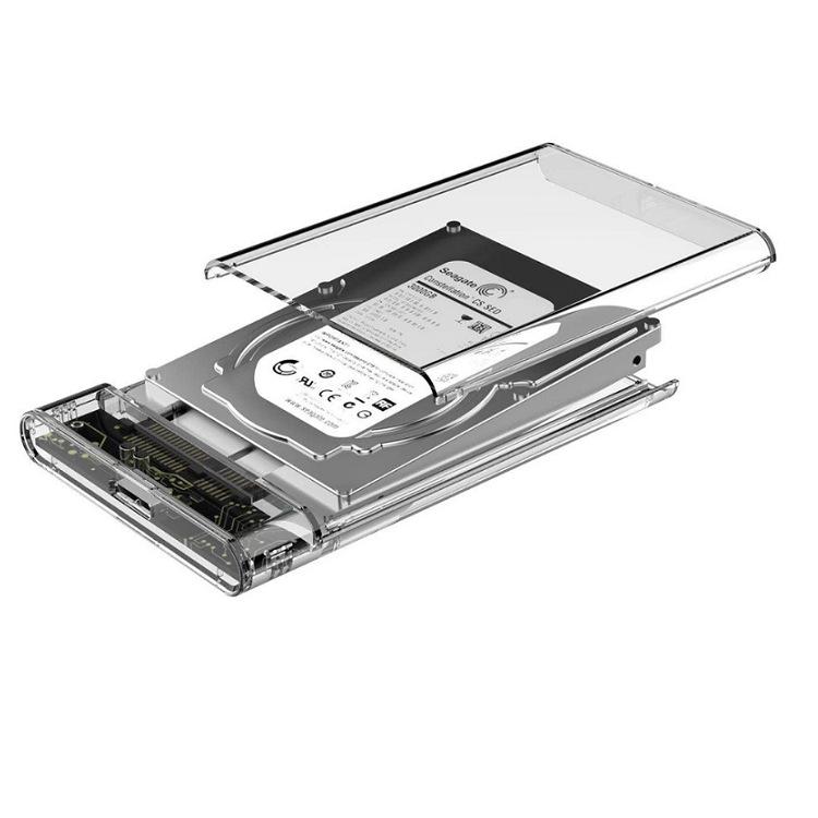 2.5 Inch Transparent SATA SSD USB 3.0 High-Speed Laptop Hard Drive Enclosure
