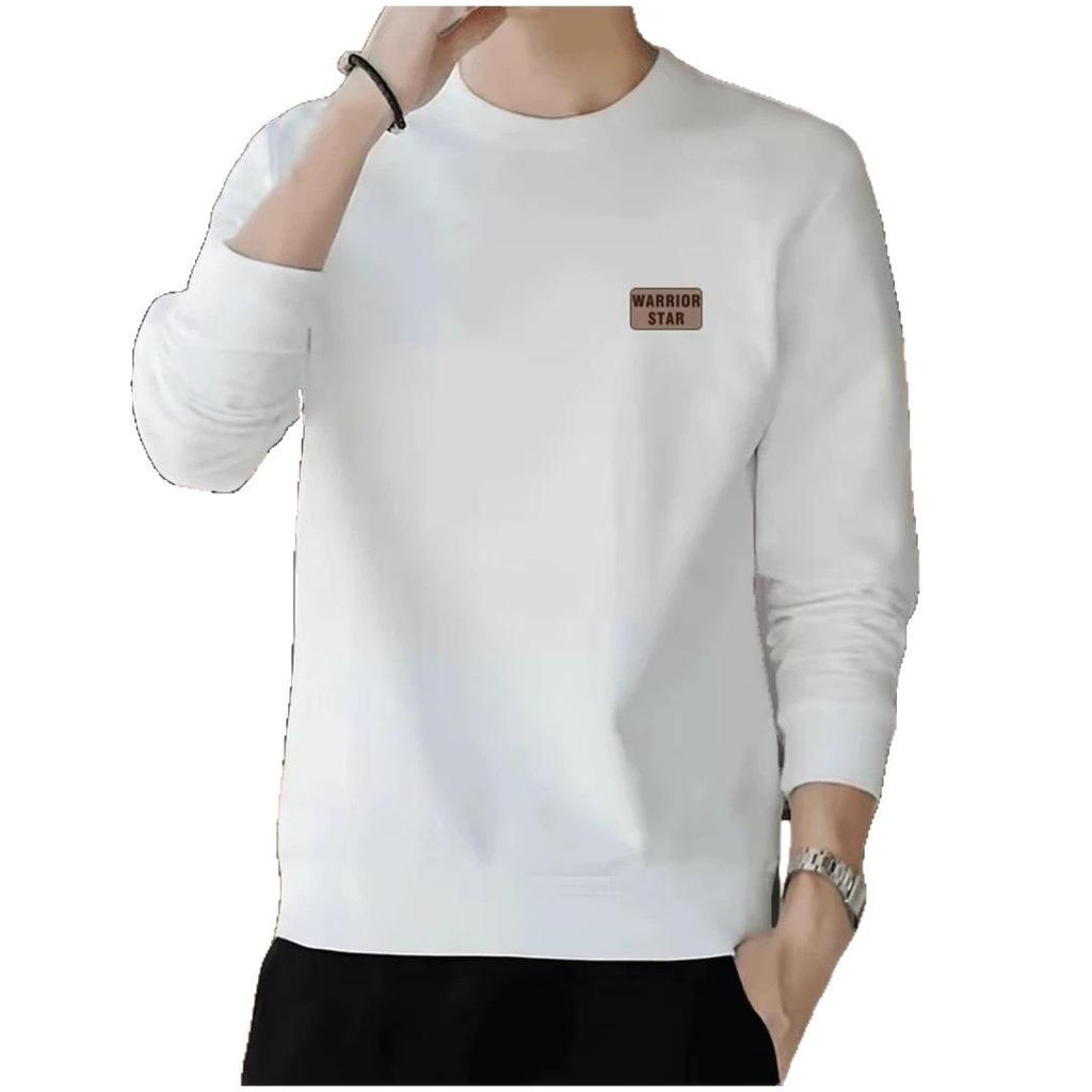 Men's Fleece Lined Long Sleeve Hoodie T-shirt - Round Neck, Plus Sizes, Autumn/Winter Wear