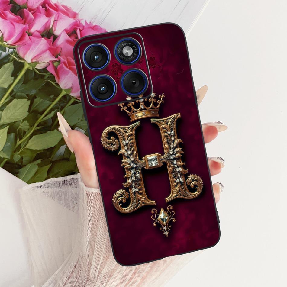 For Motorola Edge 70 Royal Crown Initial Letter Couple Phone Case For Motorola Moto X70 Air Edge70 Black Silicon Soft Bumpers