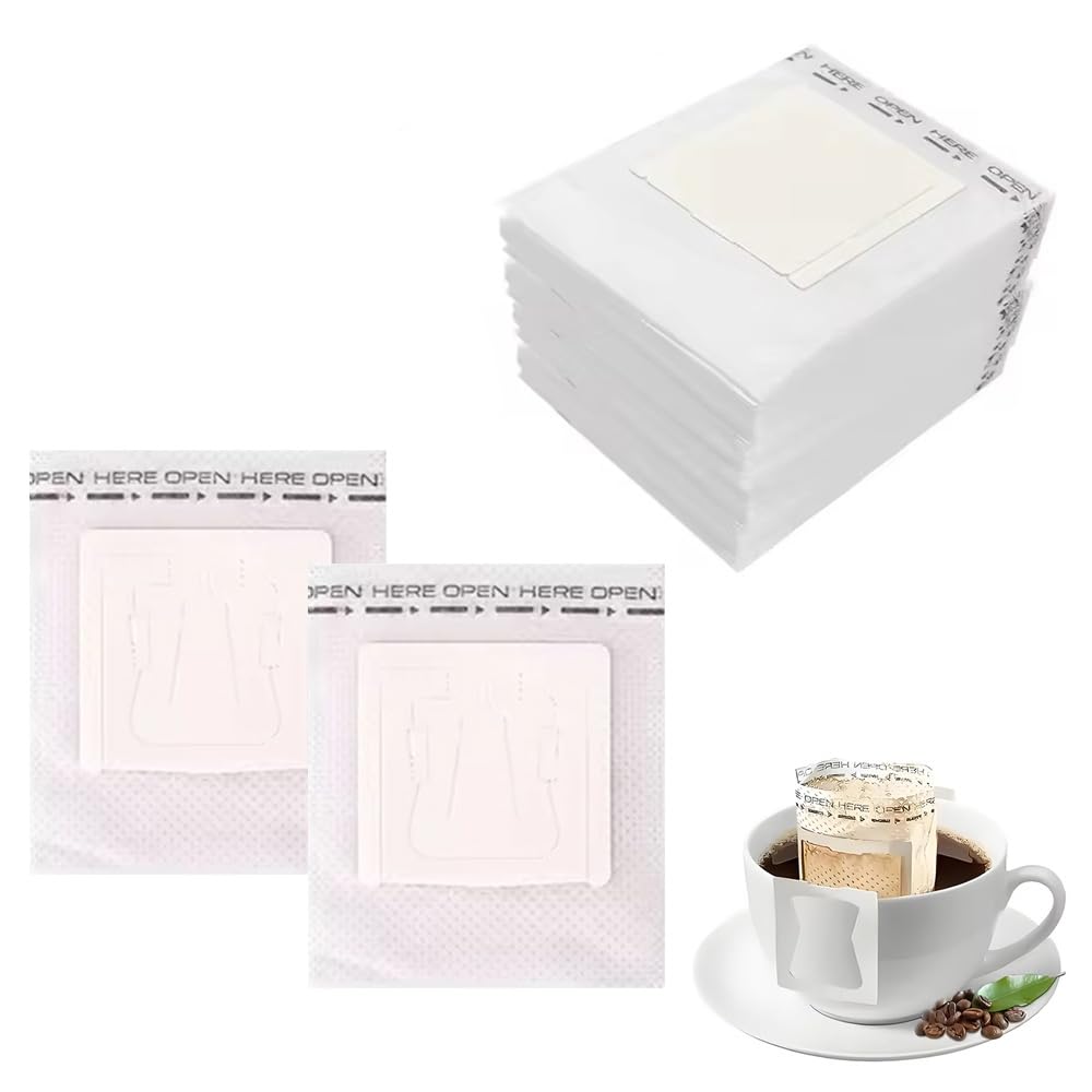 YUHENGCT Coffee Filter Bags, Single-Cup Paper Filters with Hanging Tabs for Drip Coffee, Perfect for Travel, Office Use, and Homemade Coffee, 100