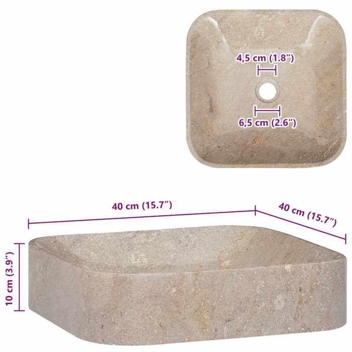 Lavabo Gris - VIDAXL - 40x40x10 cm - Fait main en marbre - Facile à nettoyer