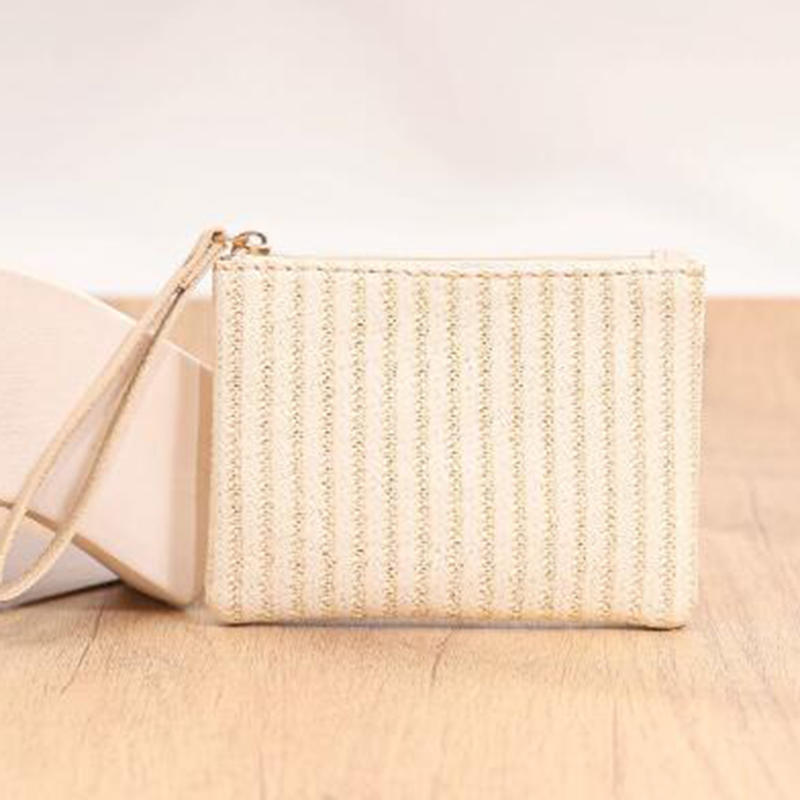 Women Girls Straw Clutch Purses Lightweight Summer Beach Mobile Phone Wallet Coin Change Pouch