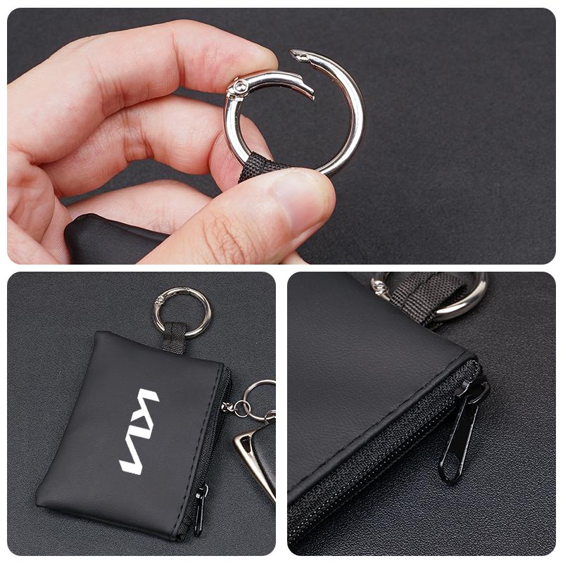 Car Key Storage Bag Leather Wallet Coin Purse For KIA K5 K9 Ceed RIO Sorento Stinger Forte EV9 EV6 EV3 Niro Soul Cerato Sportage