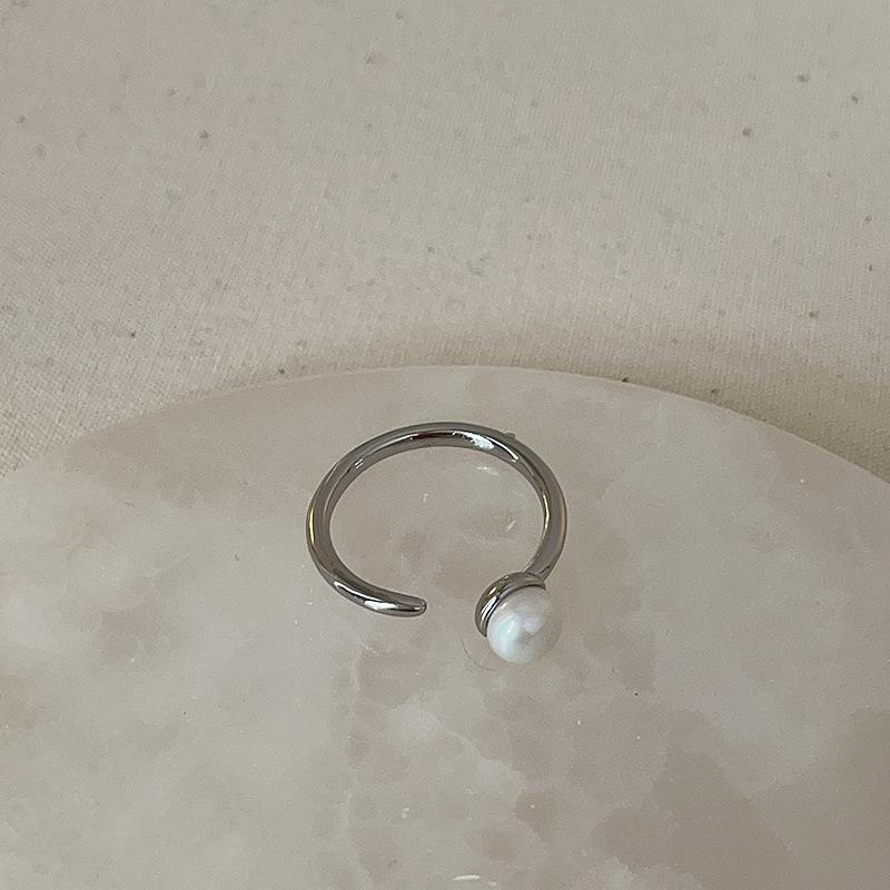 Light Luxury Simple Pearl Bow Open Ring Collection Female Personality Unique Exquisite Fashion Versatile Ring Ring