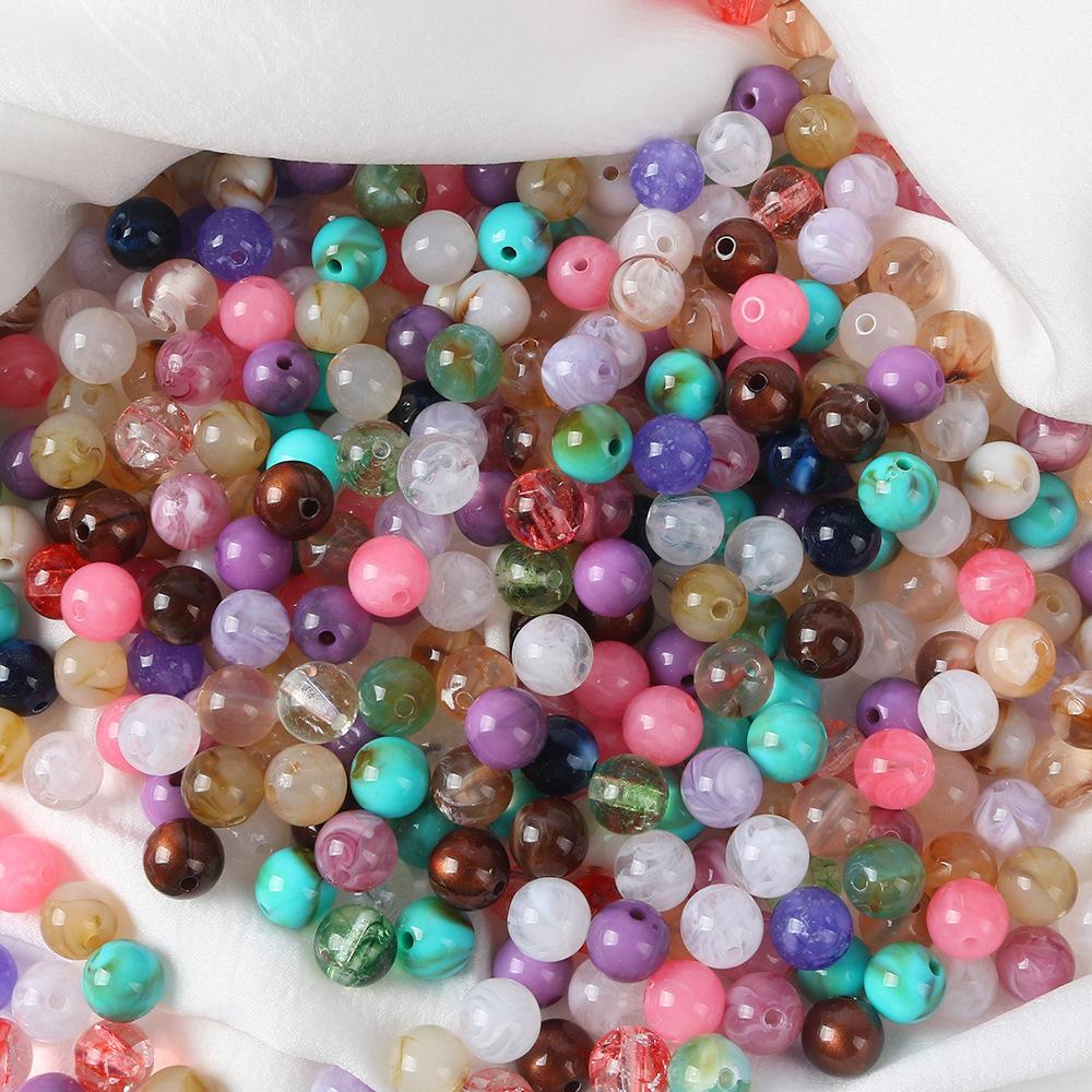 6-12Mm Imitation Natural Stone Acrylic Round Beads Loose Beads Diy Bracelet Necklace Jade Beaded Bracelet Jewelry Accessories