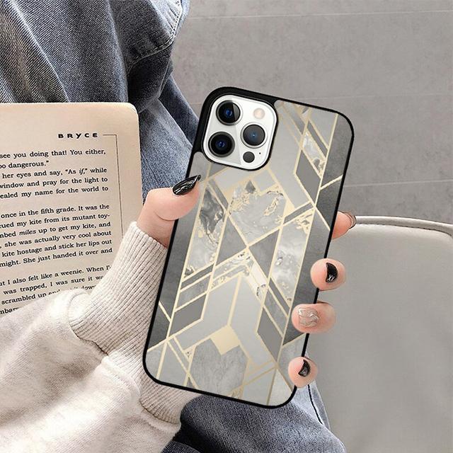 Marmor Geometrisches Handyhülle Für iPhone 17 Air Plus Max 15 14 13 12 Pro Max Hülle Schale