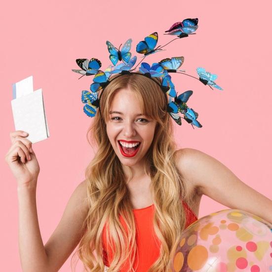Cerchietto per capelli da donna con finte farfalle, decorazione esagerata per feste e matrimoni