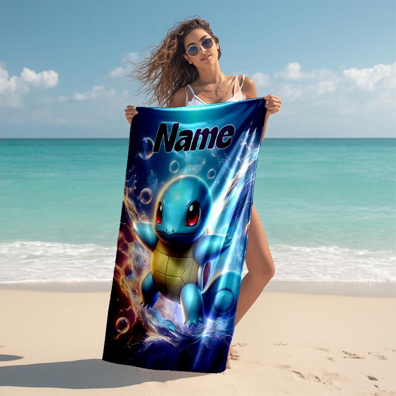 Personalized customized proof beach towel with Pokémon pattern - soft, absorbent,quick-drying,perfect swimming,camping&bathing