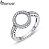 BAMOER 100% Genuine 925 Silver Forever Clear CZ Circle Round Finger Rings for Women Jewelry Christmas Gift SCR041