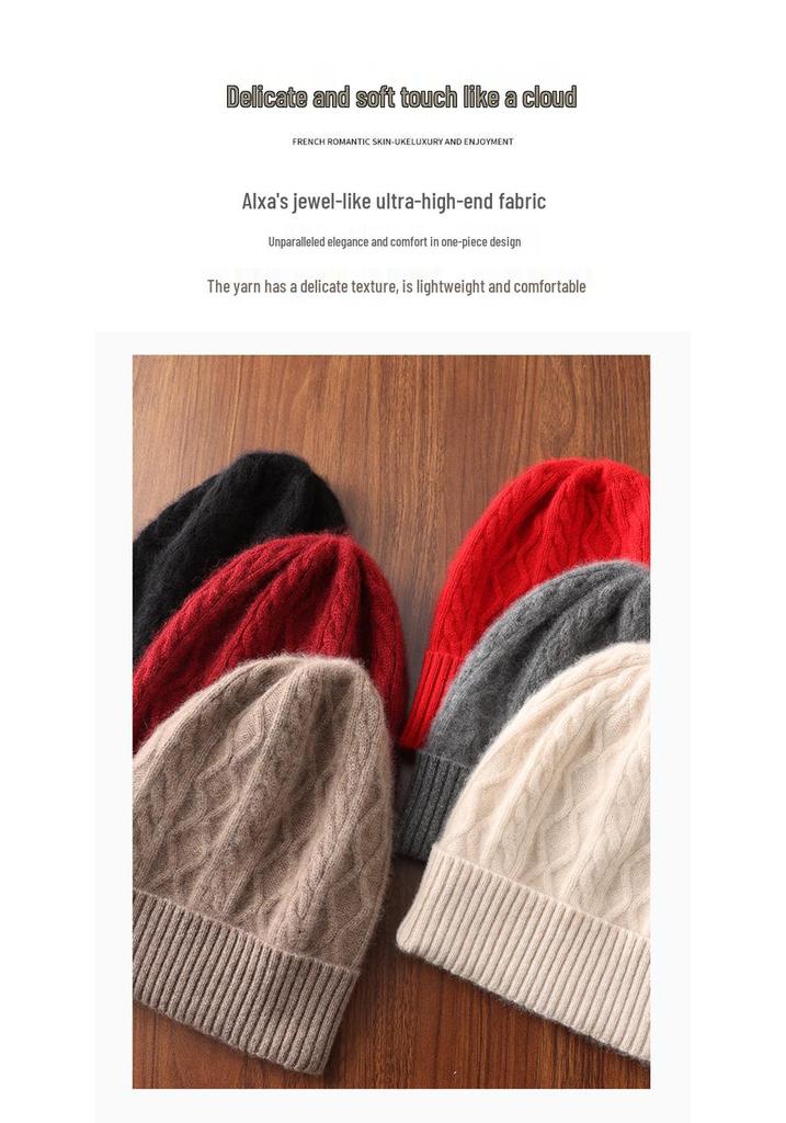 Women's Versatile Diamond Pattern Cashmere Knit Hat - Warm, Fashionable Winter Accessory