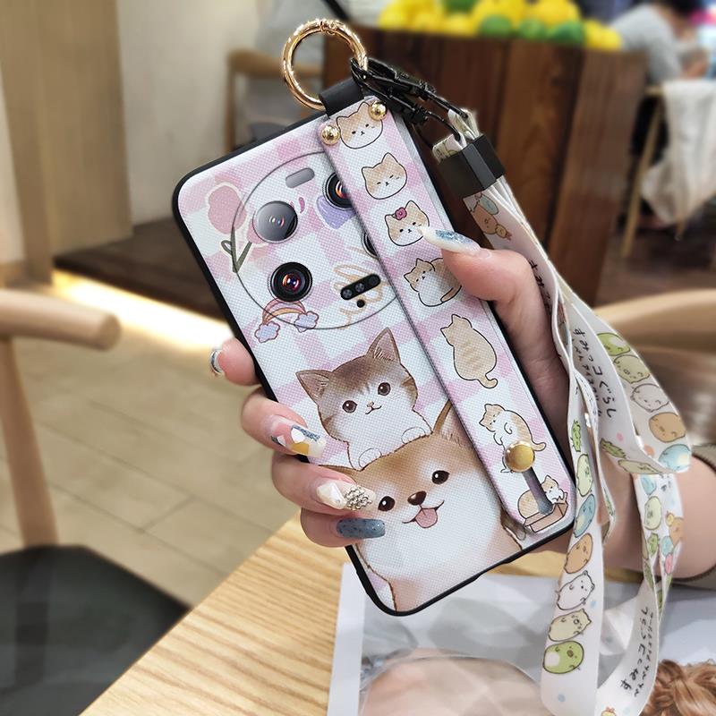 Cartoon Soft case Phone Case For Xiaomi 13 Ultra Lanyard Anti-knock Protective Ring Silicone Wristband Durable Cute