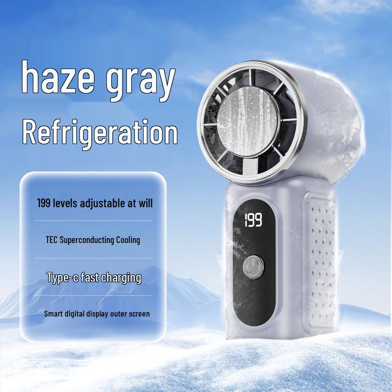 2026 Mini Handheld High-Speed Digital Display Fan with Large Capacity and Semiconductor Cooling