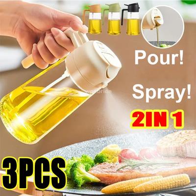 2 In 1 Kitchen Oils Sprayer Olive Oil Spray Plastic Bottle Vinegar Dispenser Kitchen Oil Diffuser Accessories Camping Baking Pic