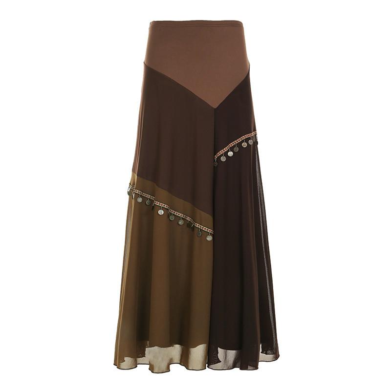 Street Style Punk Rock Womens Asymmetric Plaid Lace Midi Skirt For Summer Fashion