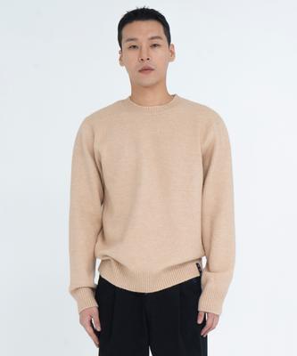 ODD DOT Crew Neck Loose Fit Wool Knit_Orange