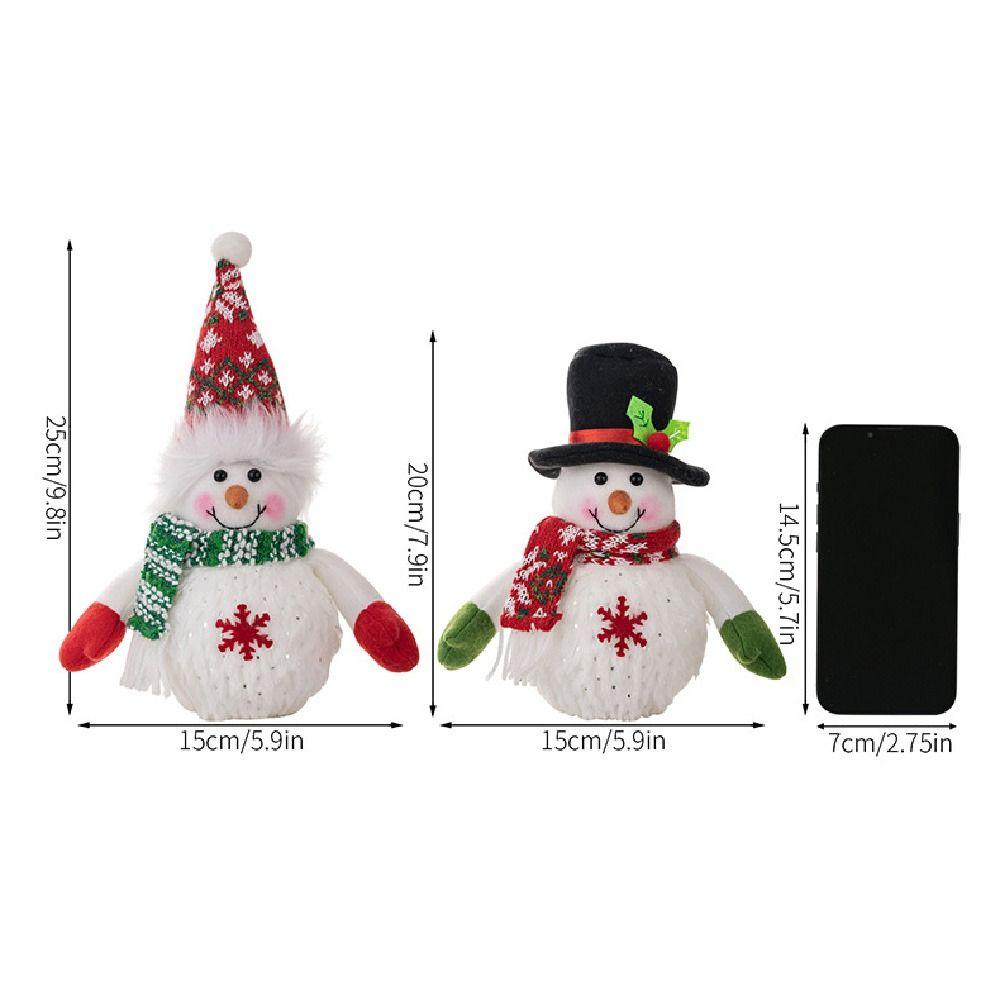 Cartoon Christmas Snowman Doll Toys Snowflake Luminous Snowman Ornament  New Year Gift