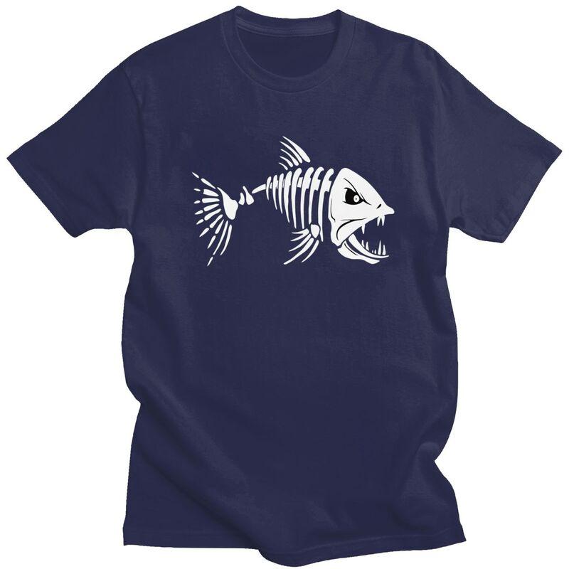 Custom Fish Bone Fishing Skeleton T Shirt for Men Tshirt Tees Tshirt Loose Fit